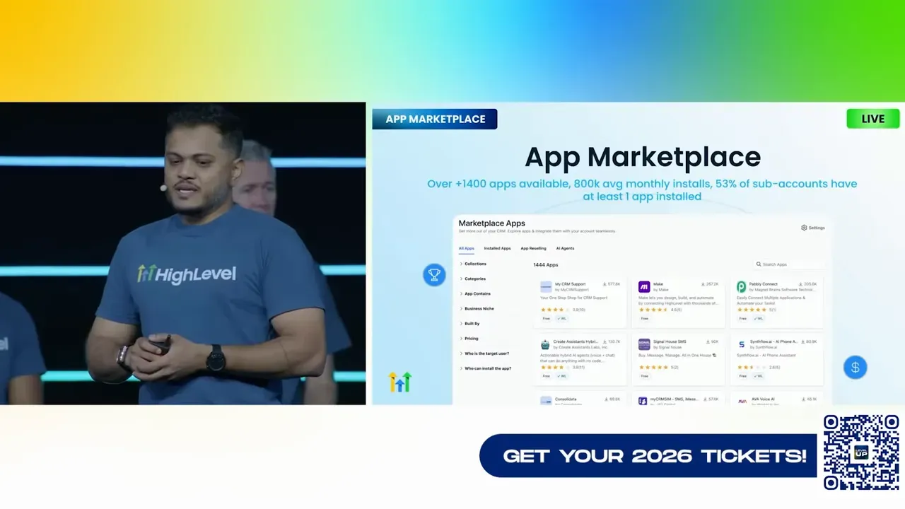 Marketplace slide showing templates and apps available