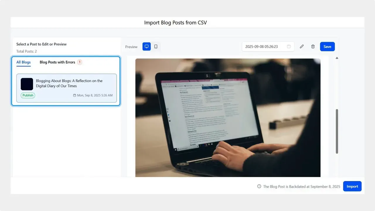 Review posts in the Bulk Composer and edit if needed