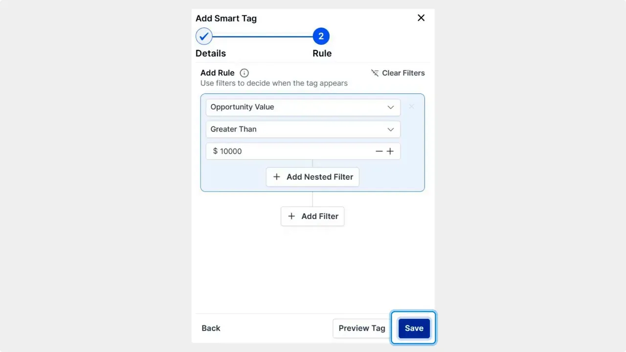 Save Smart Tag confirmation