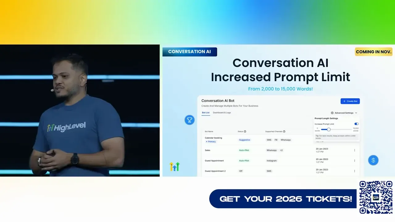 Slide showing prompt limit increase to 15,000 words