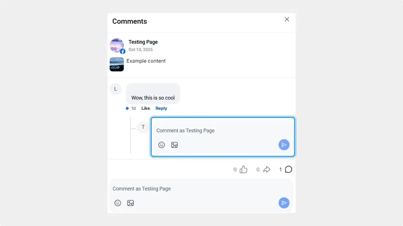 Type in your response in the text bubble under the comment