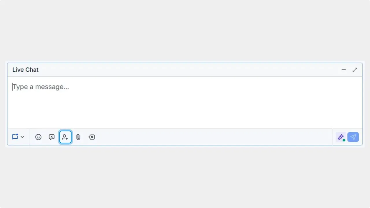 Messaging panel focused on the person-with-arrow request icon next to the chat input