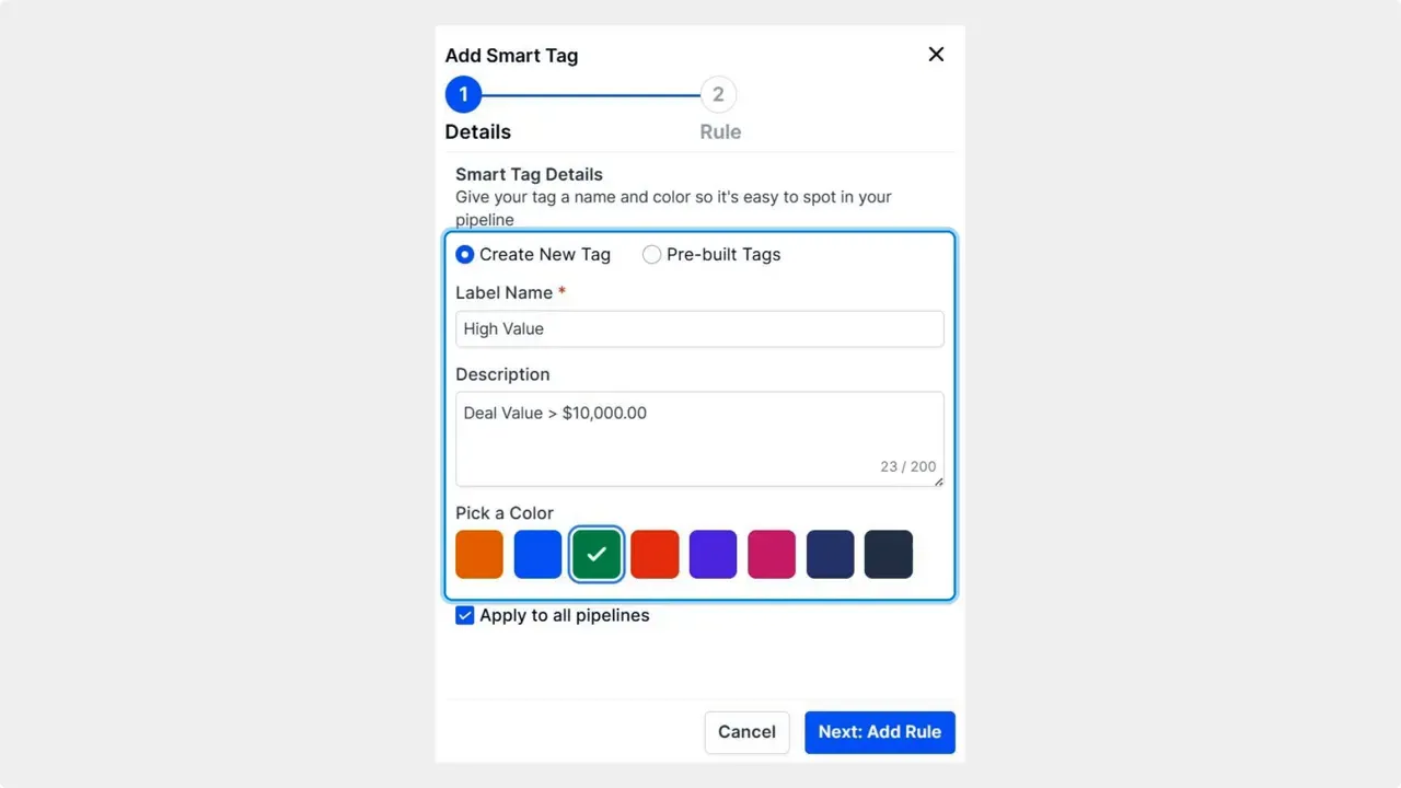 Smart Tags option and Add Smart Tag button