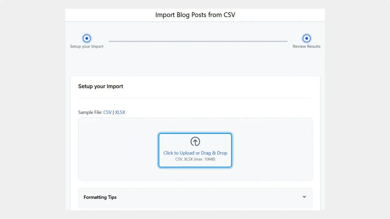 Download and prepare the sample CSV template