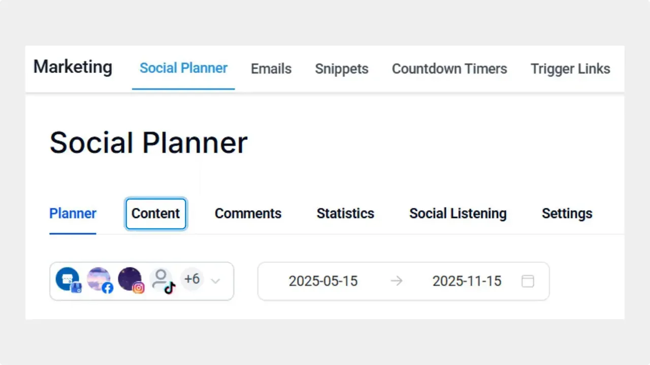 Navigate to the comments area inside the Social Planner tab of your marketing section