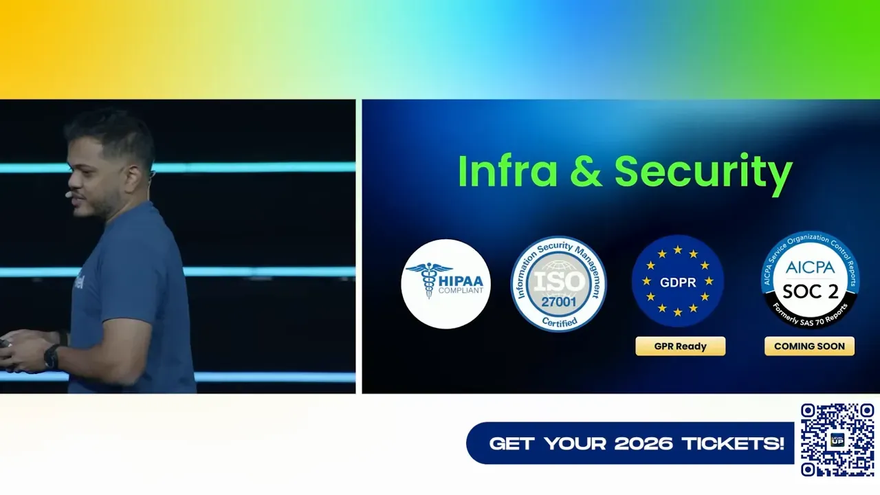 Security slide announcing ISO 27001 compliance