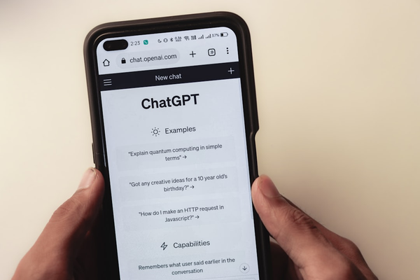 chatbot or AI conversation interface on phone or laptop