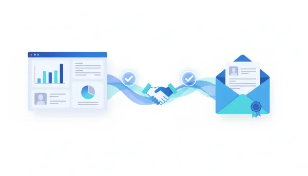 Illustration showing a secure electronic signature connection between a CRM dashboard and a contract for seamless, legally binding e-signatures in HighLevel.